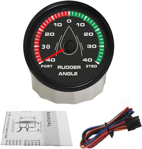 مؤشر زاوية الدفة 52 مم مؤشر 0-190ohm للقارب البحري مع 8 ألوان الإضاءة الخلفية 12V 24V مع مستشعر التزاوج in Kuwait