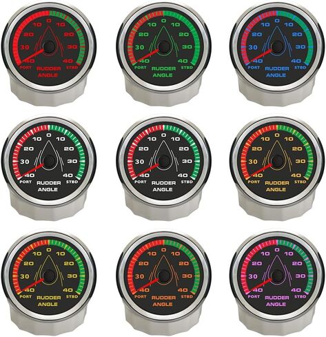 مؤشر زاوية الدفة 52 مم مؤشر 0-190ohm للقارب البحري مع 8 ألوان الإضاءة الخلفية 12V 24V مع مستشعر التزاوج in Kuwait
