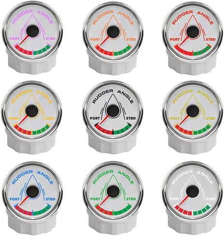 مؤشر زاوية الدفة 52 مم مؤشر 0-190ohm للقارب البحري مع 8 ألوان الإضاءة الخلفية 12V 24V مع مستشعر التزاوج in Kuwait