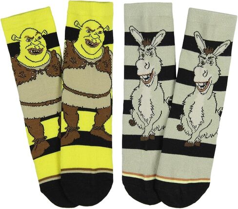 Bioworld Shrek Donkey & Shrek Flora Patterns Women's 2-Pair Casual Crew Socks in Saudi Arabia