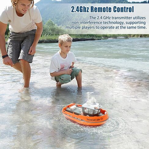 RC Boat, 1/72 RC Tugboat for Pools and Lakes, High-Speed Remote Control Boat with 40 Mins Play Time and Low Battery Reminder for Kids and Adults - RTR Version in Saudi Arabia