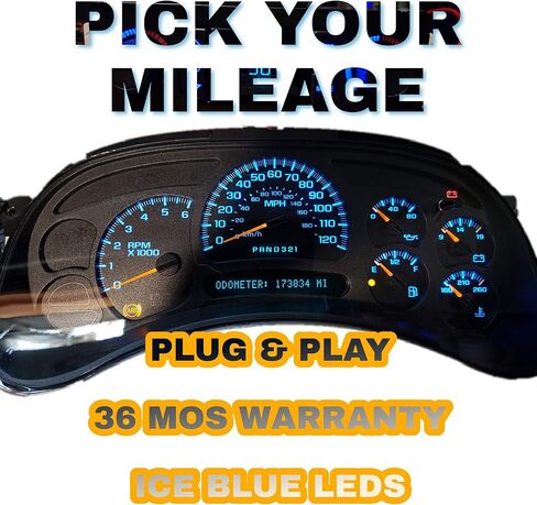 Densi Ice Blue LED Automotive Instrument Cluster for 03-06 Silverado, Sierra, Tahoe, Yukon, Suburban, Avalanche - 36 Month Warranty in Saudi Arabia