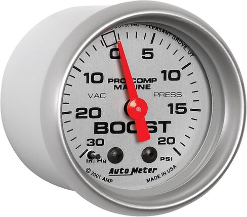 Auto Meter 200774-33 Gauge Boost (Marine Silver Ultra-Lite 2 1/16 "، 30inhg-20psi ، Mechanical ، Marine Silver) in Saudi Arabia