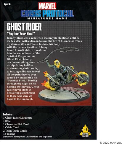 Marvel Crisis Protocol Ghost Rider CHARACTER PACK | Miniatures Battle Game | Strategy Game for Adults and Teens | Ages 14+ | 2 Players | Avg. Playtime 90 Minutes | Made by Atomic Mass Games in Saudi Arabia