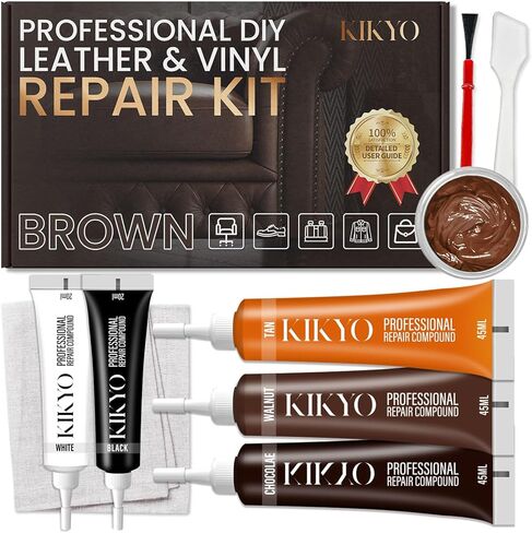 Brown Leather Repair Kit for Furniture, Mess-Free Leather Couch Repair Kit with Color Mixing Guide for Tears, Holes, Cracks, Scratches in Kuwait