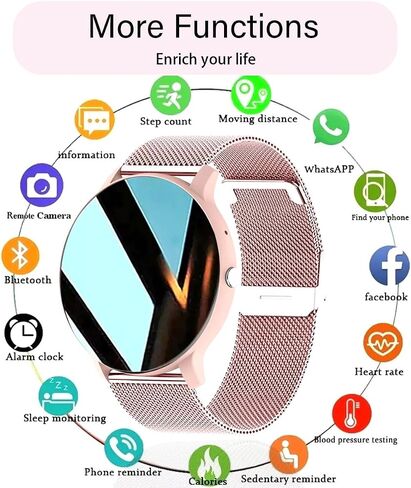 LOYEWAIER Smart Watch Men Bluetooth Call Fitness Tracker 1.32" HD Full Touch Screen Smartwatch Heart Rate Blood Pressure Monitor IP68 Waterproof Black Stainless Steel Sport Watch for Android iOS in Saudi Arabia