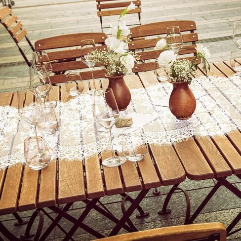 12 Pack Lace Table Runner 14 x 120 Inch White Rustic Lace Fabric Table Runners with Rose Embroidered Floral for Wedding Bridal Vintage Boho Table Runners Thanksgiving Christmas Party Decoration in Saudi Arabia