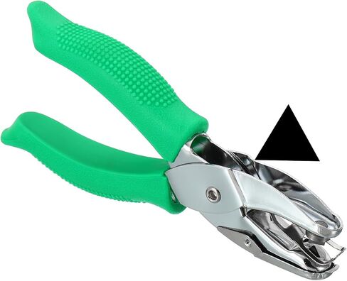 PATIKIL 3/16" Single Hole Punch, Handheld Hole Puncher with Soft Grip Triangle Shape Metal Paper Puncher for DIY Craft Scrapbook Ticket, Green in Saudi Arabia