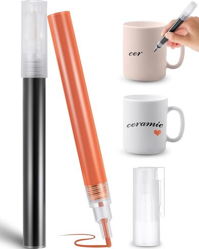 2 Pieces Underglaze Pen for Ceramics Writing Pen Underglaze Permanent Porcelain Colored Pen for Decorating Under Ceramic Pottery Bisque(Black, Blue) in Kuwait