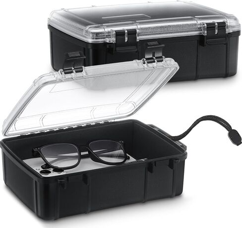 SiliFine 2 Pcs Waterproof Dry Box for Boat Junction Box 9.3 x 7.1 x 1.9 Inches Watertight Storage Box Protective Case Airtight Dry Box for Mobile Phones Wallets Camping Hiking Boating, Black in Saudi Arabia