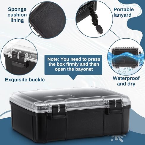 SiliFine 2 Pcs Waterproof Dry Box for Boat Junction Box 9.3 x 7.1 x 1.9 Inches Watertight Storage Box Protective Case Airtight Dry Box for Mobile Phones Wallets Camping Hiking Boating, Black in Saudi Arabia