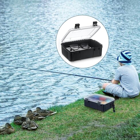 SiliFine 2 Pcs Waterproof Dry Box for Boat Junction Box 9.3 x 7.1 x 1.9 Inches Watertight Storage Box Protective Case Airtight Dry Box for Mobile Phones Wallets Camping Hiking Boating, Black in Saudi Arabia