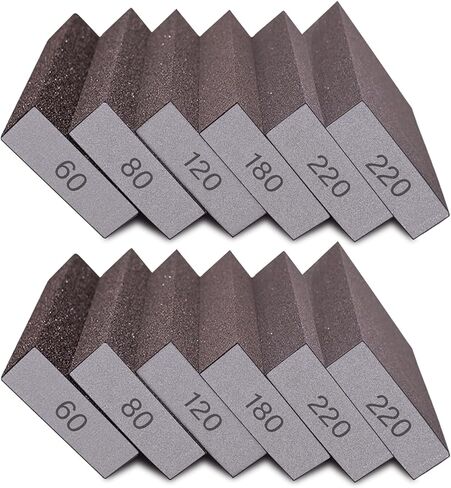 Tanbupu 12Pcs Sanding Sponge 180 Grit Fine Sanding Blocks for Drywall Metal Wood Washable and Reusable in Kuwait