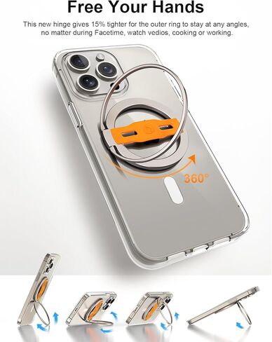 EWA MagOne 2nd Gen Phone Grip Stand with Replaceable Silicone Finger Strap, Removable Magnetic Ring Holder Kickstand Loop, Accessories for 15, 14, 13 Pro/Max/Plus in Kuwait