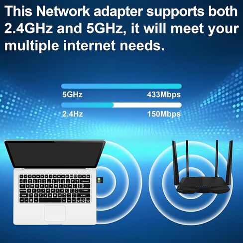 محول USB واي فاي للكمبيوتر المكتبي - دونجل 5G/2.4G ثنائي النطاق AC600 عالي السرعة، محول شبكة لاسلكية بدون برامج تشغيل لنظام التشغيل Windows 11/10/8.1/8/7/XP/Vista - محول USB واي فاي مثالي للكمبيوتر الشخصي باللون الأبيض الحليبي in Kuwait