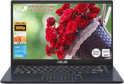 كمبيوتر محمول ASUS مقاس 14 بوصة، شاشة FHD مقاس 14 بوصة، Intel Celeron N4500، ذاكرة 4 جيجابايت، 64 جيجابايت eMMC، لوحة لمس، كاميرا ويب، HDMI، Wi-Fi، Windows 11 Home، أزرق هادئ in Saudi Arabia