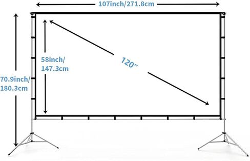 Projector Screen Outdoor, Vamvo Projector Screen with Stand Portable 120" Foldable Projector Screen, 10 Feet Indoor Movie Screen with Carrying Bag for Home Theater Backyard Movie Night in Kuwait