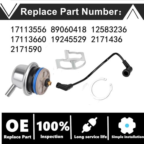 Fuel Injection Pressure Regulator with Vacuum Line - Compatible with Chevrolet Silverado Express GMC Sierra Savana 1500 2500 3500 Tahoe Yukon Hummer H2 - Replaces 17113556, 89060418, 12583236 in Saudi Arabia