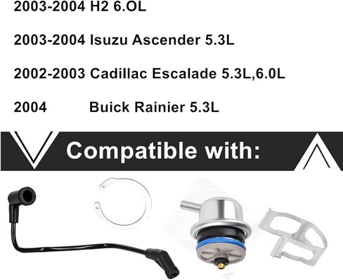 Fuel Injection Pressure Regulator with Vacuum Line - Compatible with Chevrolet Silverado Express GMC Sierra Savana 1500 2500 3500 Tahoe Yukon Hummer H2 - Replaces 17113556, 89060418, 12583236 in Saudi Arabia