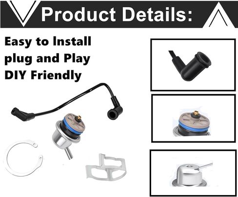 Fuel Injection Pressure Regulator with Vacuum Line - Compatible with Chevrolet Silverado Express GMC Sierra Savana 1500 2500 3500 Tahoe Yukon Hummer H2 - Replaces 17113556, 89060418, 12583236 in Saudi Arabia