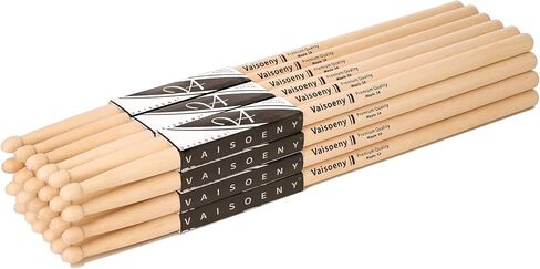 عصي طبلة vaisoeny، عصي طبلة 7A للبالغين، 12 زوجًا من أعواد طبلة خشب القيقب الكلاسيكية للأطفال، ملحقات قرع الآلات الموسيقية الاحترافية in Kuwait