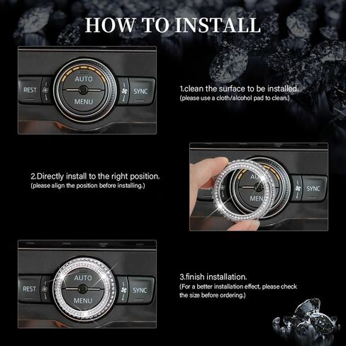 LECART Bling Car Accessories Fit for Volkswagen Glitter AC Knob Covers & Volume Switch Knob Covers Auto Interior Decor Trims Metal Decals 5Pcs in Saudi Arabia