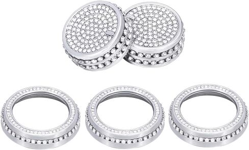 LECART Bling Car Accessories Fit for Volkswagen Glitter AC Knob Covers & Volume Switch Knob Covers Auto Interior Decor Trims Metal Decals 5Pcs in Saudi Arabia