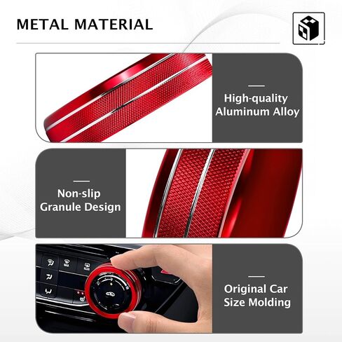 for Chevy Trax Accessories 2024-2025, for Chevrolet Trailblazer Accessories 2020-2025, 4pcs Aluminum Alloy Knob Covers Trim Set - Push Start & Air Conditioning (Red) in Kuwait