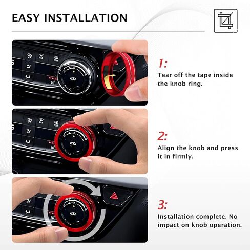 for Chevy Trax Accessories 2024-2025, for Chevrolet Trailblazer Accessories 2020-2025, 4pcs Aluminum Alloy Knob Covers Trim Set - Push Start & Air Conditioning (Red) in Kuwait