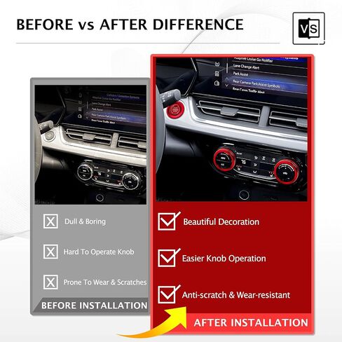 for Chevy Trax Accessories 2024-2025, for Chevrolet Trailblazer Accessories 2020-2025, 4pcs Aluminum Alloy Knob Covers Trim Set - Push Start & Air Conditioning (Red) in Kuwait