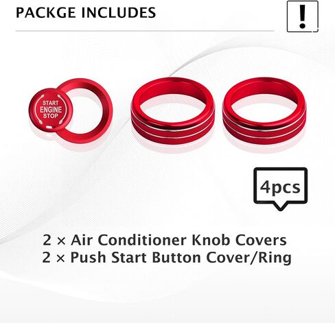 for Chevy Trax Accessories 2024-2025, for Chevrolet Trailblazer Accessories 2020-2025, 4pcs Aluminum Alloy Knob Covers Trim Set - Push Start & Air Conditioning (Red) in Kuwait