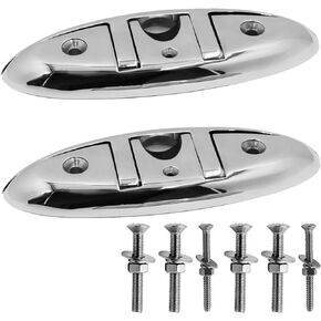 316 Stainless Steel Boat Folding Cleats 5 inch and 6 inch (2 Size), Flip up Dock Cleat for Deck and Boat, Dock Cleats Folding Cleat Rope Cleat Boat Cleat with Fasteners (6 inch 2 Pack)
