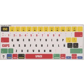 kwmobile QWERTY ES Spanish Keyboard Stickers Compatible with Apple MacBook Air 13.6 M2 (A2681) Touch ID Model Keyboard Stickers - Multicolor
