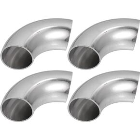 Car 90 Degree Steel Exhaust Elbow Pipe Bend Tube Durable 25mm OD Modified Exhaust Elbow Pipe SS304 Stainless Steel Silver Tone (Set of 4)