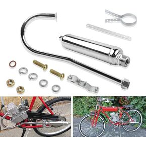 FLYPIG Long Silver Muffler Exhaust Pipe For 66CC 80CC 2-Stroke Engine Motorized Bicycle