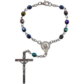 One Decade Auto Rosary for Rearview Mirror Acrylic Beads Catholic Bracelet Our Lady of Lourdes Centerpiece Religious Gift Car Truck Travel Protection