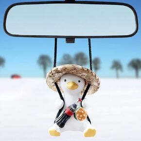 Swing Duck Car Pendant, Interior Rearview Car Mirrors Charms, Cute Swinging Duck Car Hanging Ornament for Rear View Mirror