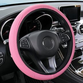 Car Steering Wheel Cover, Microfibre Leather, Soft, Safety, Anti-Slip, Breathable, Universal Standard Size of 14.5-15 inches Fits 98% of Steering Wheels on The Market (Beige)
