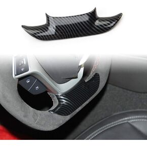 Carbon Fiber Look Steering Wheel Cover molding Cover Trims Accessories for 2014 2015 2016 2017 2018 Chevrolet Corvette C7 (Small one)