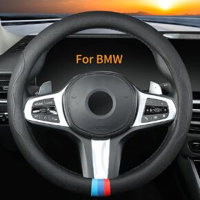 Custom-Fit for BMW Car Steering Wheel Cover, Nappa Steering Wheel Cover, Non-Slip, Breathable Sport Style (A-Style)