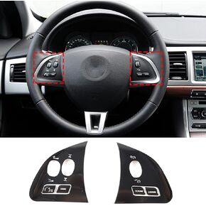 Daeiclru Car Steering Wheel Cover Trim Fit for Jaguar XF 2012-2015, Stainless Steel Steering Wheel Button Decor Cover Interior Trim Kit 6Pcs (Black)