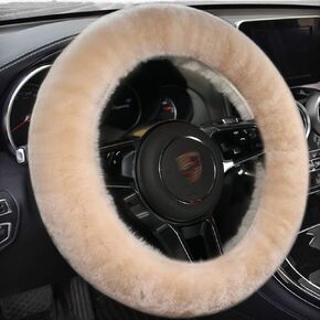 Car Steering Wheel Cover,Universal 15 Inch Fashion Steering Wheel Covers,Soft Warm Non-Slip,Elastic Long Microfiber Plush Steering Wheel Protector,Cute Fluffy Car Decoration (Gray)