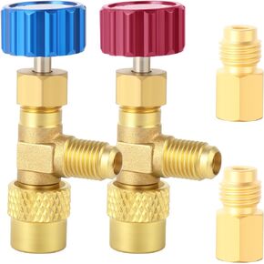 4 PCS R12 R22 R410A Refrigerant Vacuum Pump Adapters Set,5/16 Female To 1/4 Male & 1/4 Female To 1/4 Male Connectors With 1/4 Female To 1/2 Male SAE Adapter,Fit For Air Conditioner Manifold