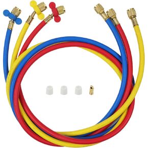 خرطوم شحن غاز التبريد CMTOOL بطول 5 أقدام وخراطيم وتركيبات HVAC، 1/4 بوصة SAE Home السيارات مقياس مشعب التيار المتردد، خراطيم قياس التبريد R134A R12 R22 R600A R404A R502 طقم خرطوم إعادة شحن الفريون المبرد in Kuwait