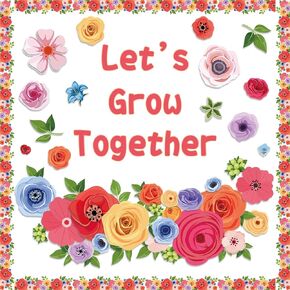 57 PCS Spring Bulletin Board Decorations Wildflowers Let’s Grow Together Bulletin Board for Classroom Spring Bulletin Board Cutouts Set for Teacher Classroom School Chalkboard Wall Decor