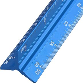 Engineer Scale Ruler 12 Inch, Aluminum Laser-Etched Triangular Drafting Tool for Civil Engineering Drafting, Imperial Scale 1:10, 1:20, 1:30, 1:40, 1:50, 1:60 (Blue)