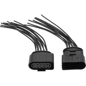 The Lord of the Tools 2PCS Car Headlight Front Lamp Connector 10 Pin 1J0973735 1J0973835 15cm Headlight Repair Lamp Harness Connector Plug Cable (1 Male & 1 Female)
