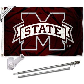 Mississippi State Bulldogs Flag with Pole and Bracket Kit