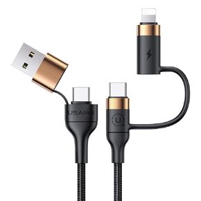 USB C Multi Fast Charging Cable PD 60W Nylon Braided Cord 4-in-1 3A USB/C to Type C/Phone Fast Sync Charger Adapter Compatible with Laptop/Tablet/Phone (6.6FT)