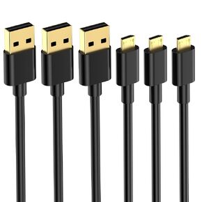 Micro USB Cable 1.5FT(3 Pack), USB A to Micro USB Fast Charging Cable for Android, Gold-Plated Plugs, 480Mbps Transfer Speed, Compatible for Samsung Galaxy S7/S6/J8/J7/Edge/Note 5, Kindle, MP3, Tablet